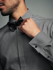 Grey Textured/Black Slim Fit Double Cuff Shirt And Bow Tie Pack - Image 4 of 7