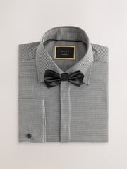 Grey Textured/Black Slim Fit Double Cuff Shirt And Bow Tie Pack - Image 5 of 7