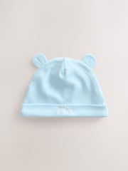 Blue 100% Cotton Baby Bear Ear Beanie Hats 3 Pack (0-18mths) - Image 2 of 6