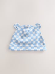 Blue 100% Cotton Baby Bear Ear Beanie Hats 3 Pack (0-18mths) - Image 3 of 6