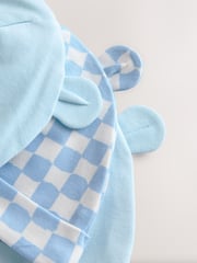 Blue 100% Cotton Baby Bear Ear Beanie Hats 3 Pack (0-18mths) - Image 5 of 6