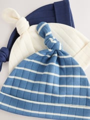 Blue Tie Top 100% Cotton Hats 3 Pack (0-18mths) - Image 5 of 5