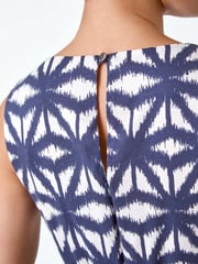 Roman Blue Geometric Print Pleated Midi Dress - Image 5 of 5