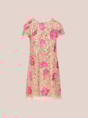 Adrianna Papell Pink Beaded Trapeze Dress - Image 6 of 7