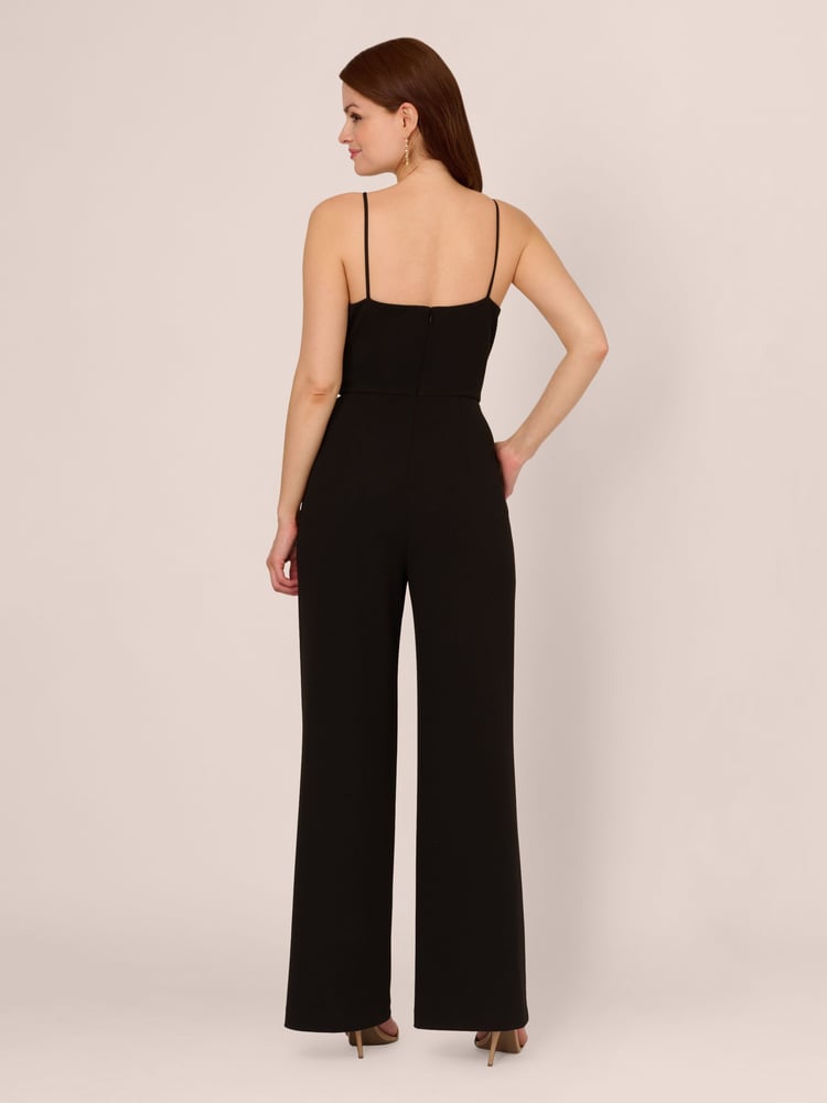 Adrianna Papell Surplice Tie Front Black Jumpsuit - Image 2 of 7