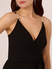Adrianna Papell Surplice Tie Front Black Jumpsuit - Image 4 of 7
