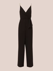 Adrianna Papell Surplice Tie Front Black Jumpsuit - Image 6 of 7