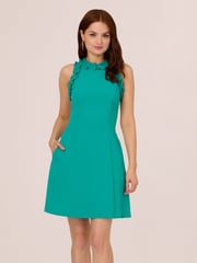Adrianna Papell Green Crepe Midi Dress - Image 1 of 7