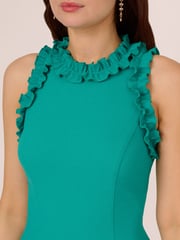 Adrianna Papell Green Crepe Midi Dress - Image 4 of 7