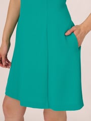 Adrianna Papell Green Crepe Midi Dress - Image 5 of 7