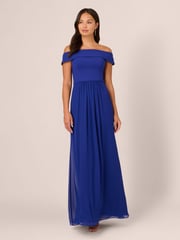 Adrianna Papell Blue Crepe Chiffon Gown - Image 1 of 7