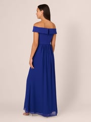 Adrianna Papell Blue Crepe Chiffon Gown - Image 2 of 7