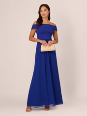Adrianna Papell Blue Crepe Chiffon Gown - Image 3 of 7