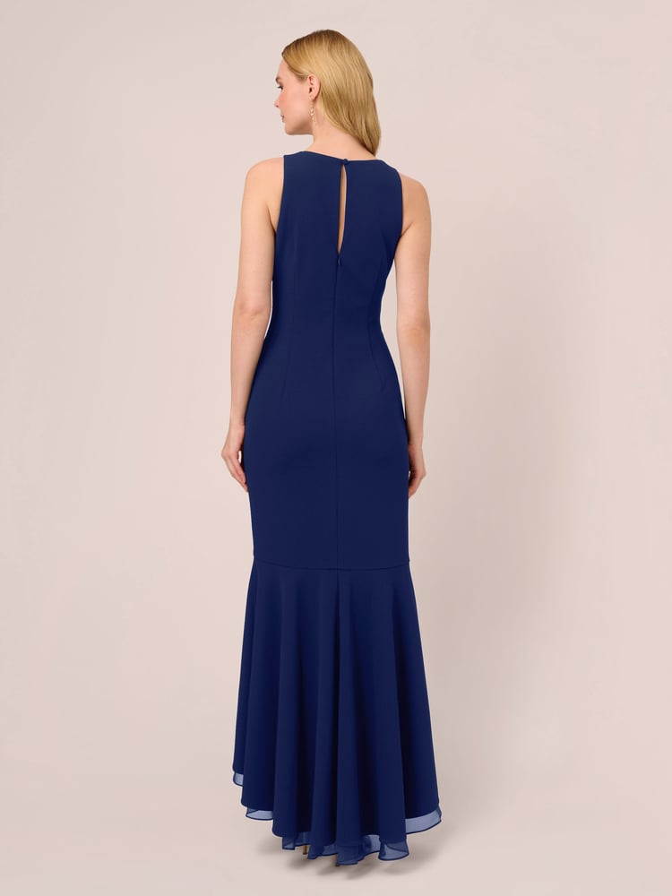 Adrianna Papell Ruffle Crepe Halter Gown - Image 2 of 5