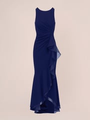 Adrianna Papell Ruffle Crepe Halter Gown - Image 4 of 5