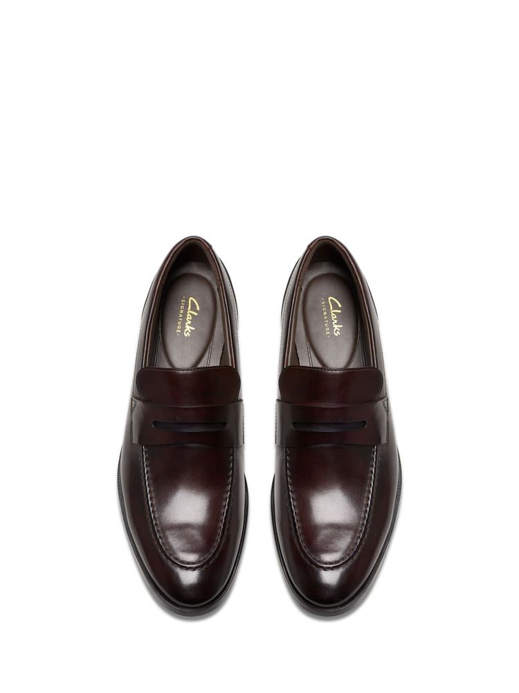 Clarks Dark Brown Leather Brandon Step Loafers - Image 7 of 7