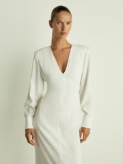 Reiss White Hattie Plunge-Neck Crepe Maxi Dress - Image 1 of 6