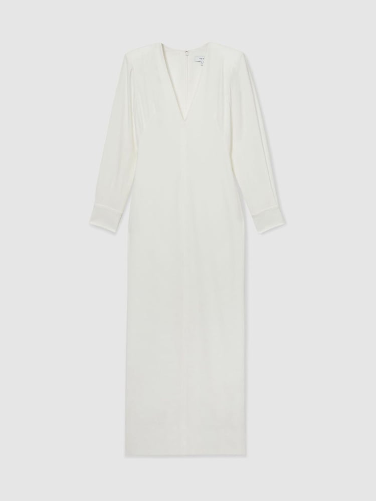 Reiss White Hattie Plunge-Neck Crepe Maxi Dress - Image 2 of 6