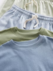 Blue/Sage Green Stripe 2 Pack Long Sleeve Woven Check Pyjamas (3-16yrs) - Image 6 of 8