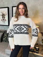 AX Paris Cream Fairisle Fringe Detail Jumper - Image 1 of 4