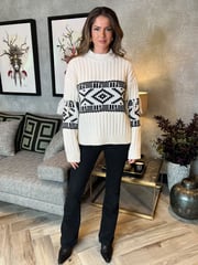 AX Paris Cream Fairisle Fringe Detail Jumper - Image 2 of 4