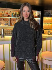 AX Paris Roll Neck Black Sparkle Jumper - Image 1 of 4