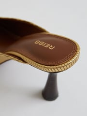 Reiss Gold Justine Leather Heeled Mules - Image 4 of 5