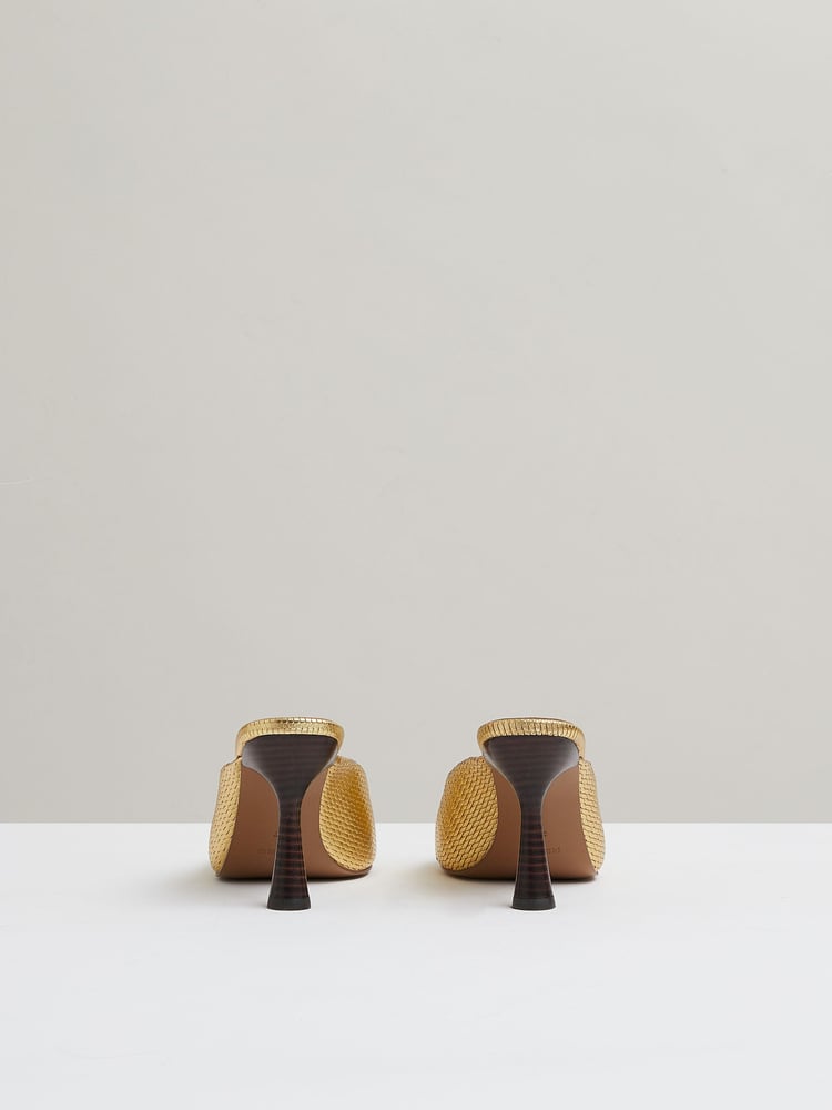 Reiss Gold Justine Leather Heeled Mules - Image 5 of 5