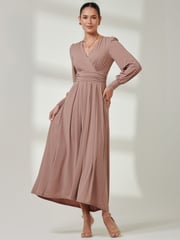 Jolie Moi Pink Wrap Bodice Super Smooth Jersey Maxi Dress - Image 6 of 6