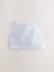 Blue 100% Cotton Slogan Baby Beanie Hats 3 Pack (0-18mths) - Image 2 of 6
