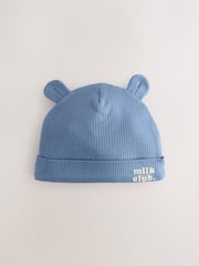 Blue 100% Cotton Slogan Baby Beanie Hats 3 Pack (0-18mths) - Image 4 of 6