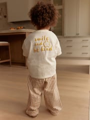 Cream Flower Short Sleeve 100% Cotton T-Shirt and Wide Trousers Set (3mths-7yrs) - Image 2 of 7