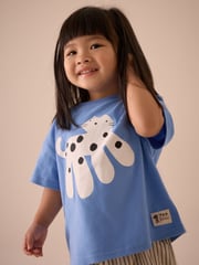 Blue Cat Character Short Sleeve 100% Cotton T-Shirt and Wide Trousers Set (3mths-7yrs) - Image 2 of 4
