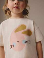Rainbow Bunny Short Sleeve 100% Cotton T-Shirt and Wide Trousers Set (3mths-7yrs) - Image 3 of 4