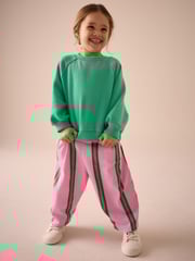 Pink/Green Stripe Textured Barrel Leg Trousers (3mths-7yrs) - Image 2 of 9