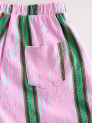 Pink/Green Stripe Textured Barrel Leg Trousers (3mths-7yrs) - Image 9 of 9