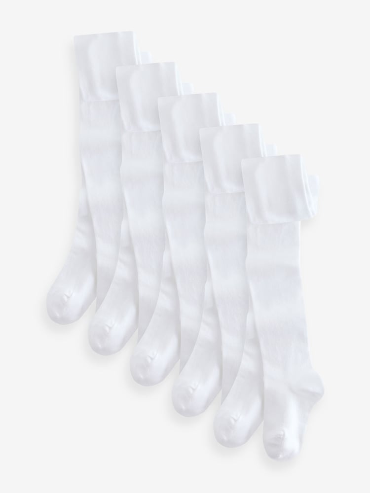 White 5 Pack Cotton Rich School Tights - Image 1 of 6