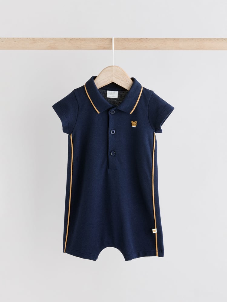 Blue/White Textured Baby Rompers 2 Pack - Image 2 of 9