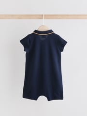 Blue/White Textured Baby Rompers 2 Pack - Image 5 of 9