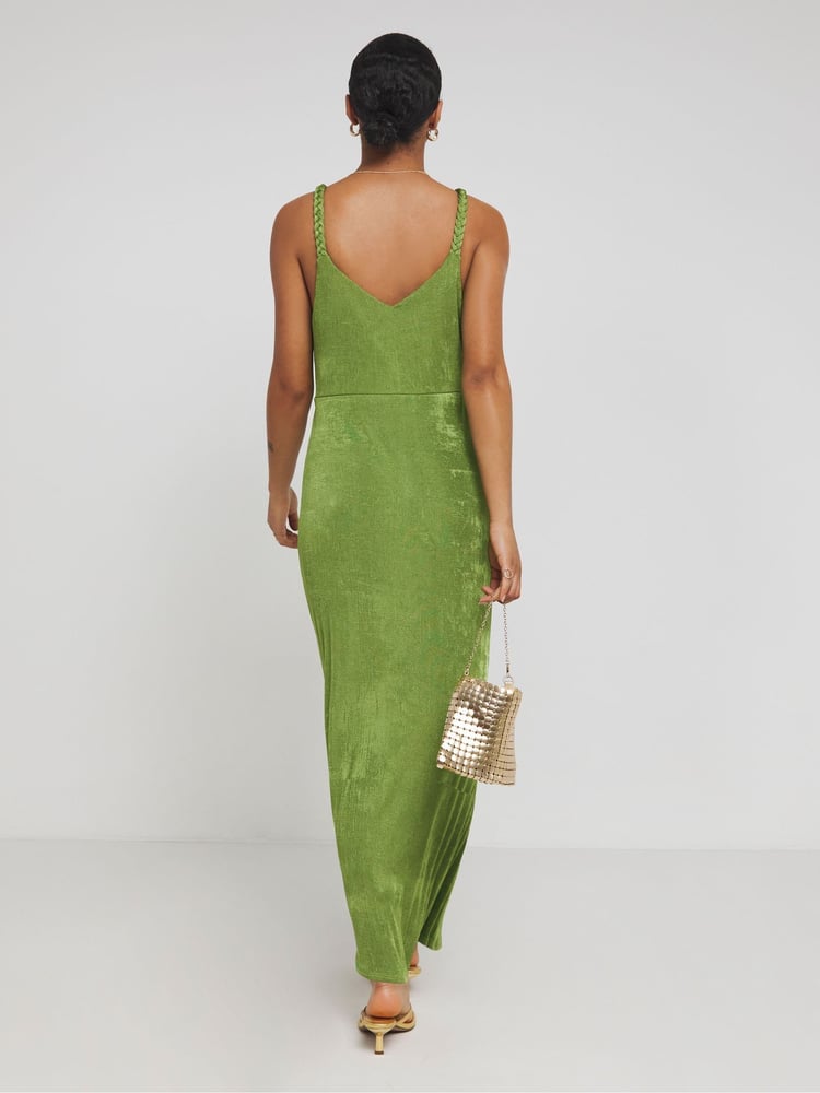 Simply Be Green Slinky Knot Detail Dress - Image 2 of 4