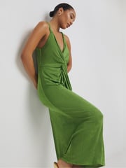 Simply Be Green Slinky Knot Detail Dress - Image 3 of 4