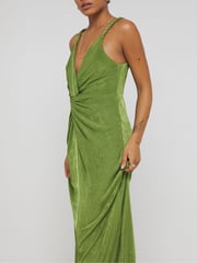 Simply Be Green Slinky Knot Detail Dress - Image 4 of 4