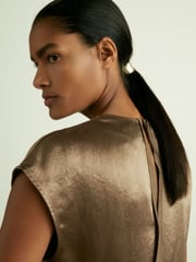 Reiss Khaki Fina Satin Cowl-Neck Top - Image 5 of 6