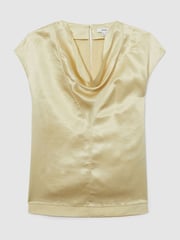 Reiss Cream Fina Satin Cowl-Neck Top - Image 2 of 6
