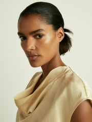 Reiss Cream Fina Satin Cowl-Neck Top - Image 3 of 6