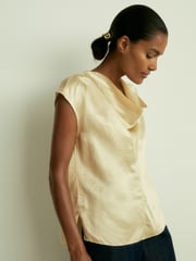 Reiss Cream Fina Satin Cowl-Neck Top - Image 4 of 6