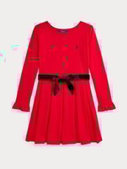 Polo Ralph Lauren Girls Red Belted Occasion Dress - Image 1 of 2