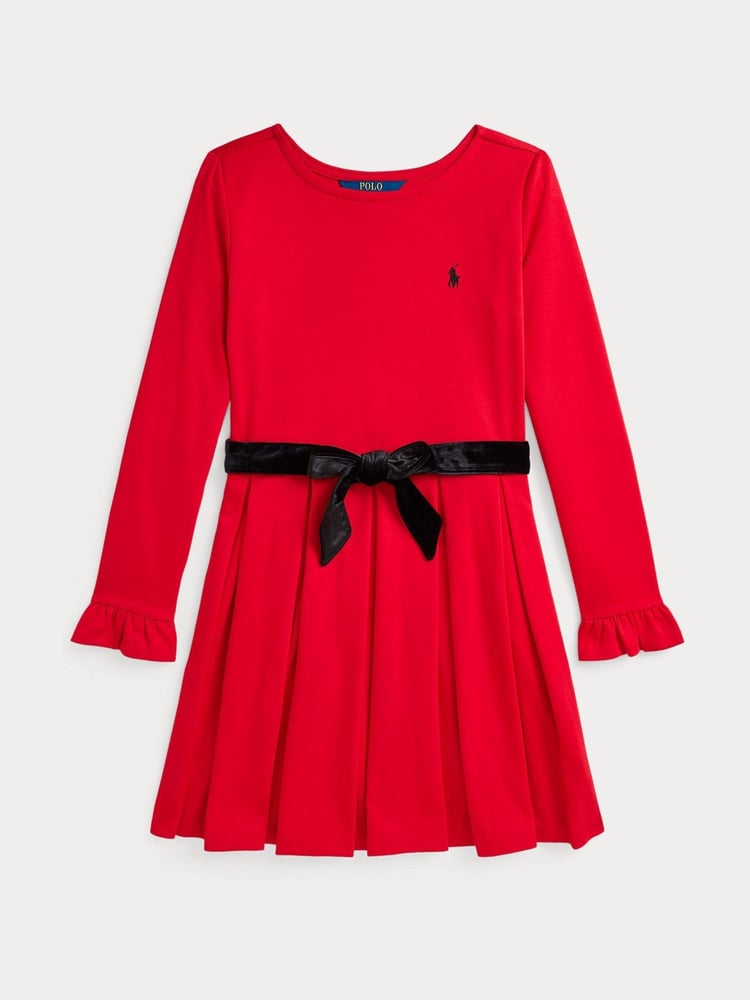 Polo Ralph Lauren Girls Red Belted Occasion Dress - Image 1 of 2