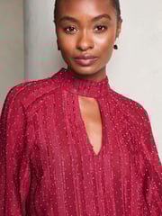 Lipsy Red Chiffon Burnout Keyhole Blouse - Image 2 of 4