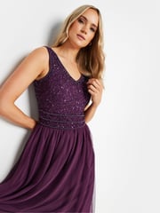 Long Tall Sally Red V-Neck Embroidered Dress - Image 2 of 5